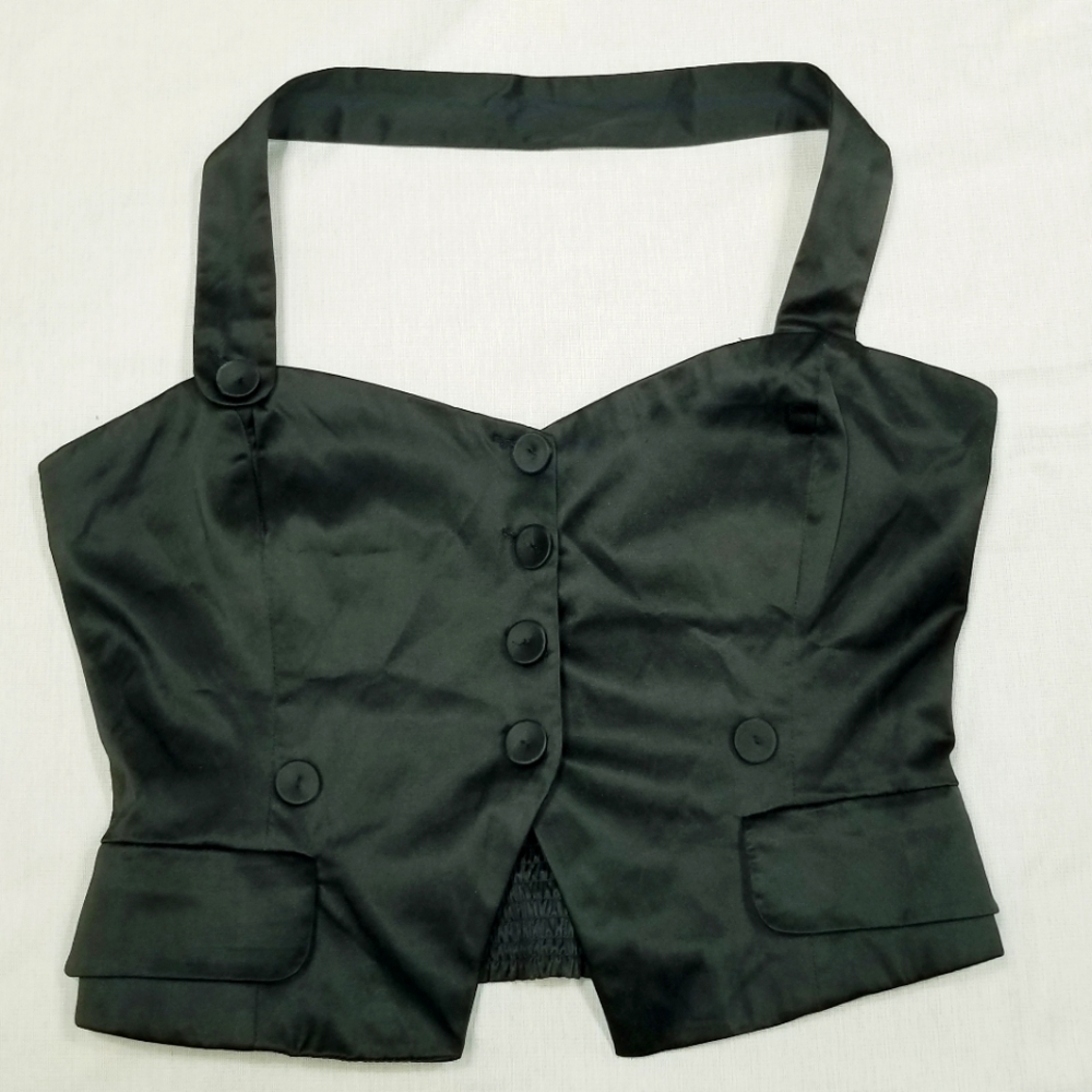 Brand unknown‎ corset black satin NO TAGS look at measurements carefully